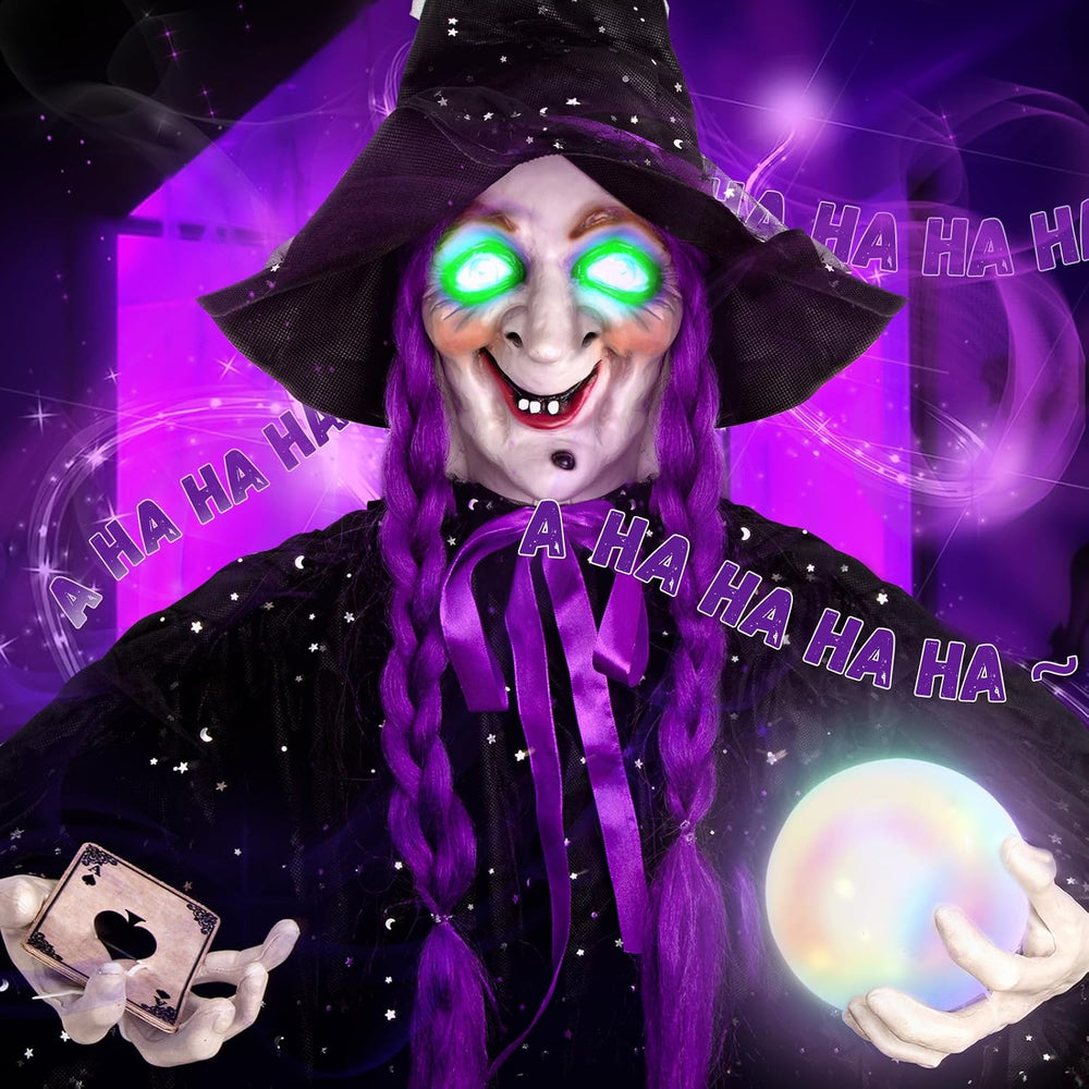 71” Halloween Hanging Talking Animatronics Witch with Sound Activated