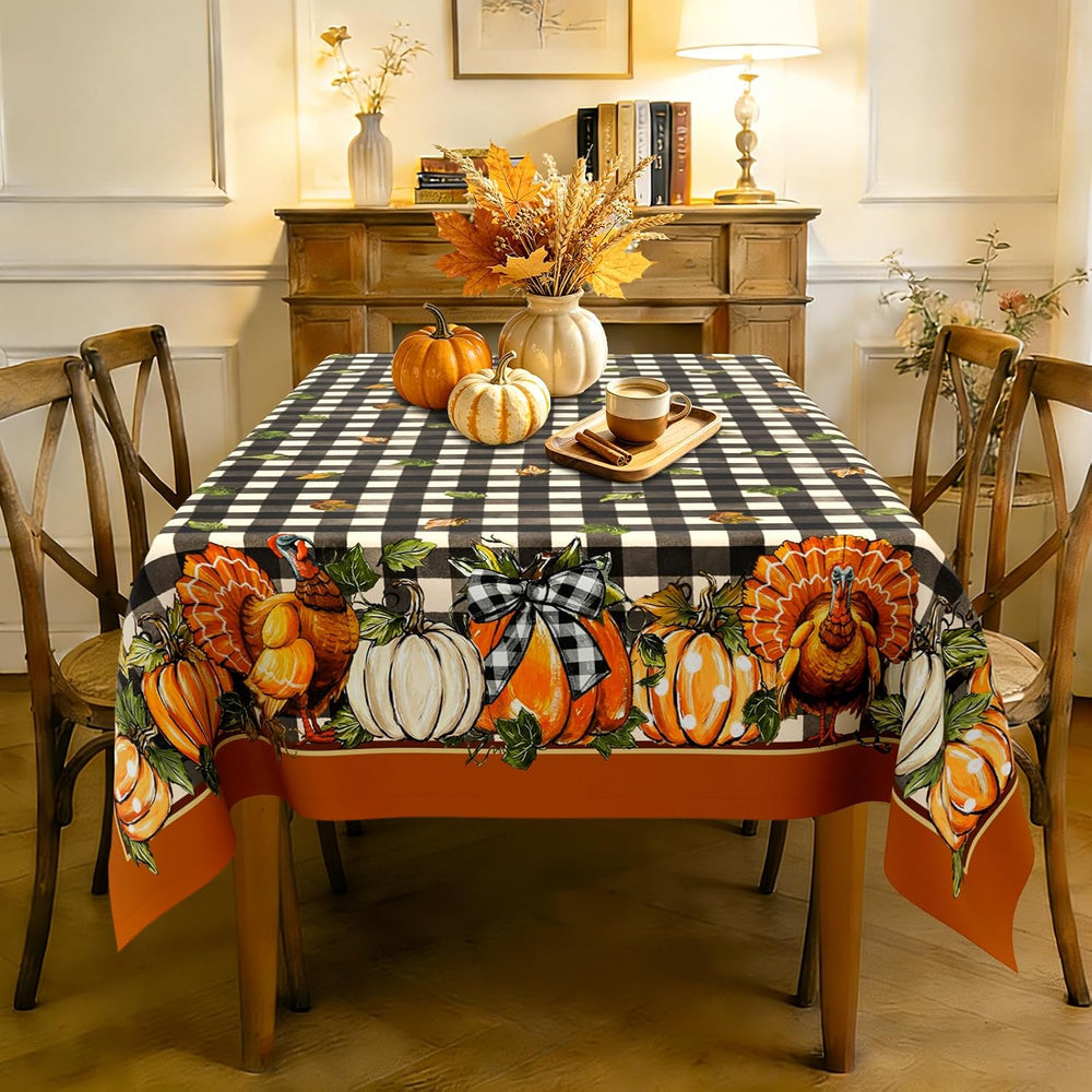 60"X120" Fall Thanksgiving Tablecloth, Water Resistant 140g Fabric ...
