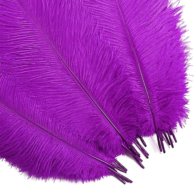 Bulk Purple Ostrich Feathers - 12pcs 12-14inch Crafting Supplies for Centerpiece Table Decorations