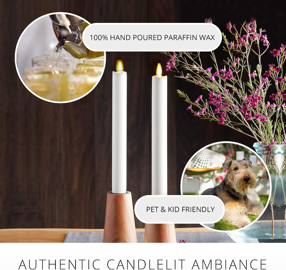 Luminara Set of 2 Moving Flame LED Taper (1x9.75), Flameless Candle, Melted E...