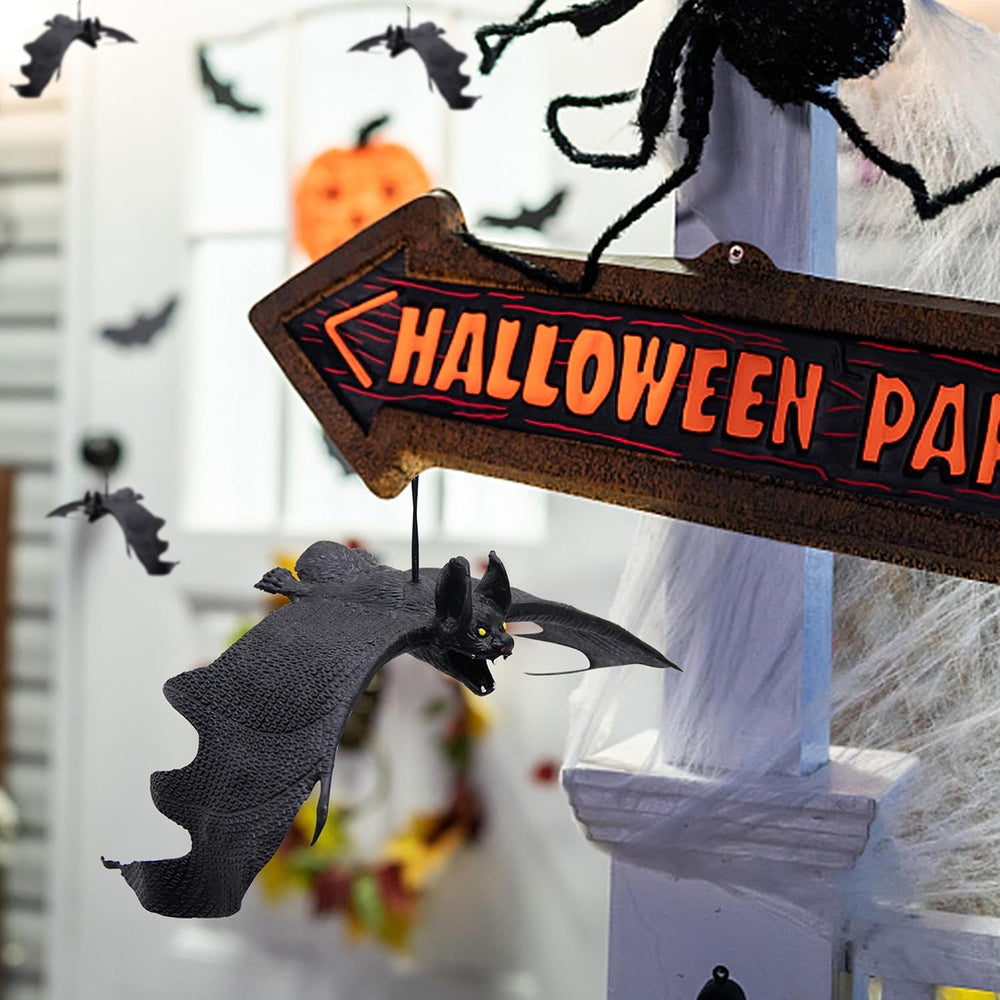 ATDAWN Halloween Hanging Bats, Rubber Bats, Realistic Looking Spooky Bats, Fl...