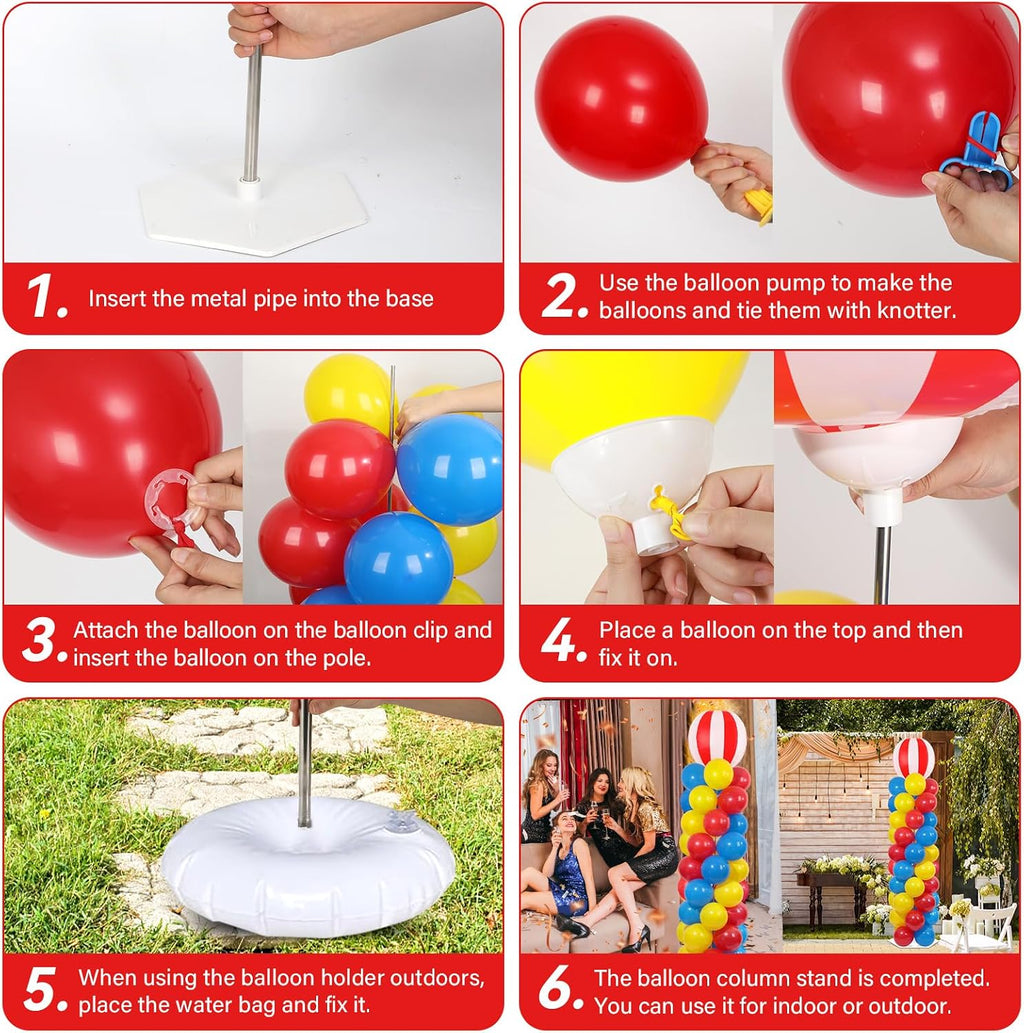 2 Sets Carnival Circus Balloon Column Stand Kit Adjustable Balloon Decor