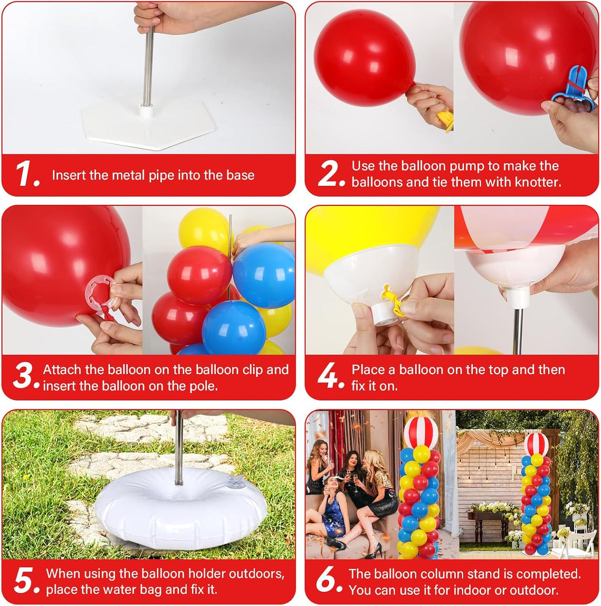 2 Sets Carnival Circus Balloon Column Stand Kit Adjustable Balloon Decor