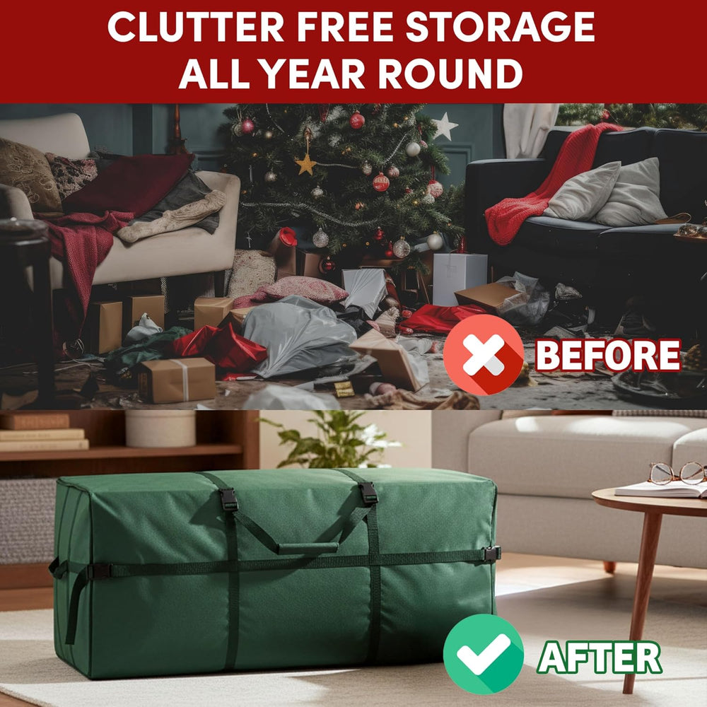 Elf Stor Christmas Tree Storage Bag with Handles, Green, 59” x 24” x 24”