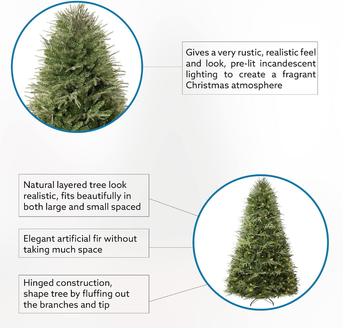 Naomi Home Camden 7.5 ft Pre-Lit Christmas Tree, 600 Warm Lights