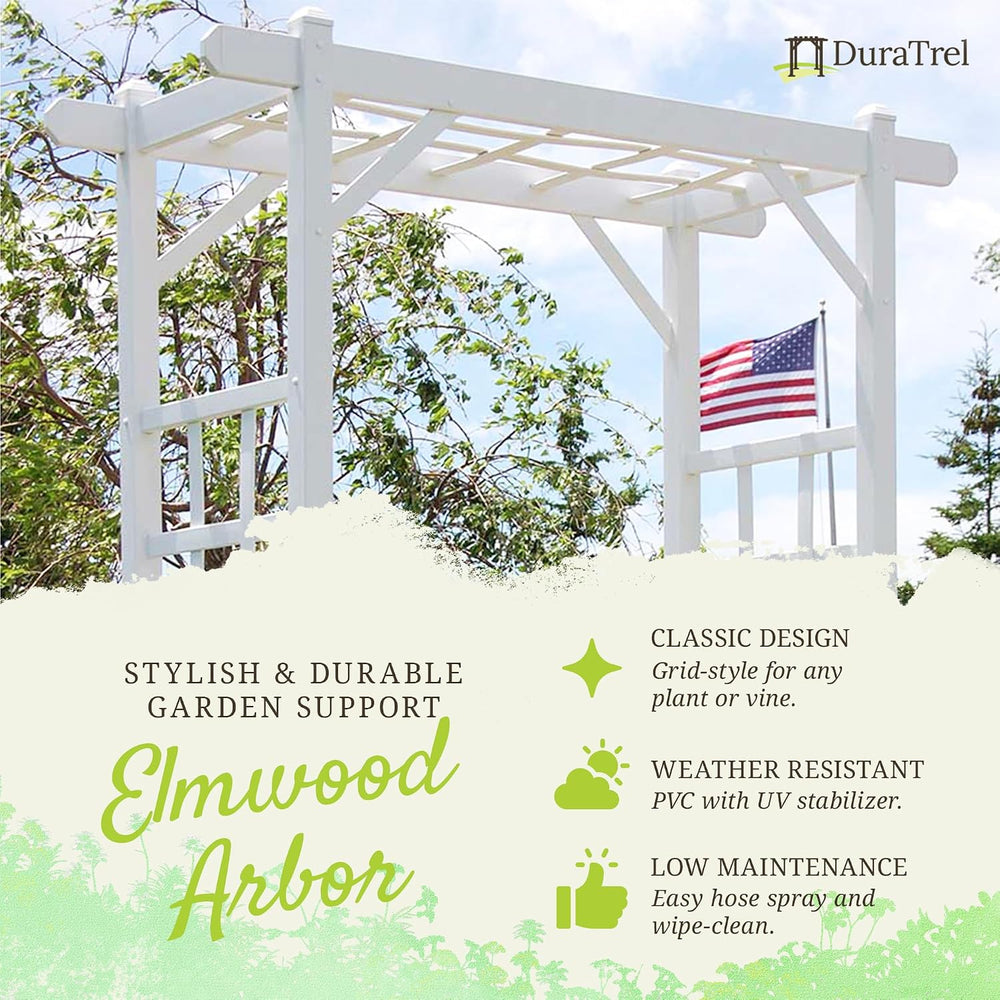 Dura-Trel Elmwood Garden Arbor Vinyl Archway, 57" x 85", White