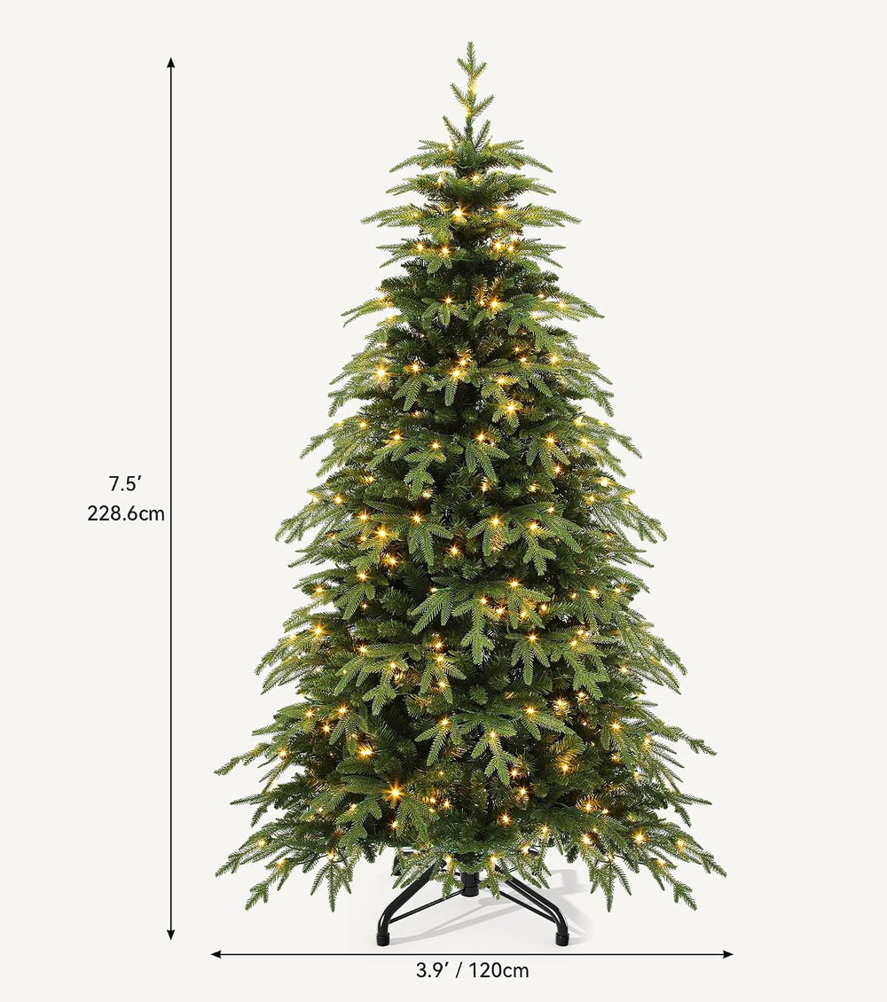 DWVO 7.5ft Pre-Lit Green Christmas Tree, 2199 Branch Tips and 400 Lights