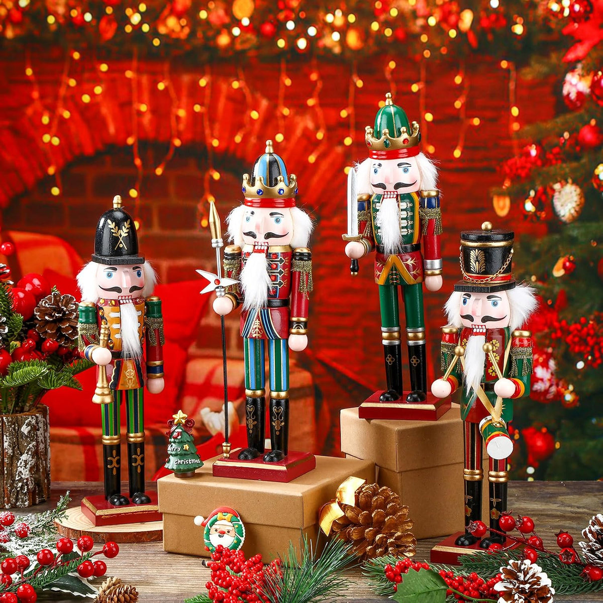suzile 4 pcs 12 inch christmas nutcracker figures, close-up detail