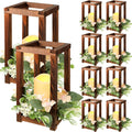 Hushee 30 Pcs Wooden Wedding Lantern Centerpiece Candles Wreaths Set,Brown
