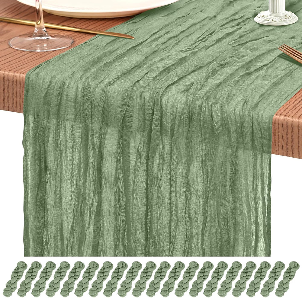 20 Pack Sage Green Cheesecloth Table Runner Wedding Birthday Table Decor