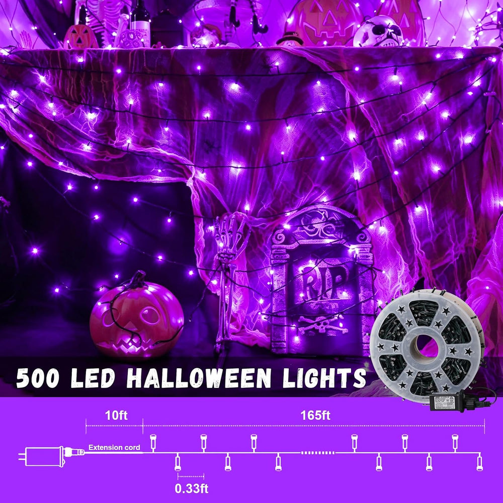 QITONG 165ft 500 LED Purple Halloween Lights Outdoor Waterproof, String Light...