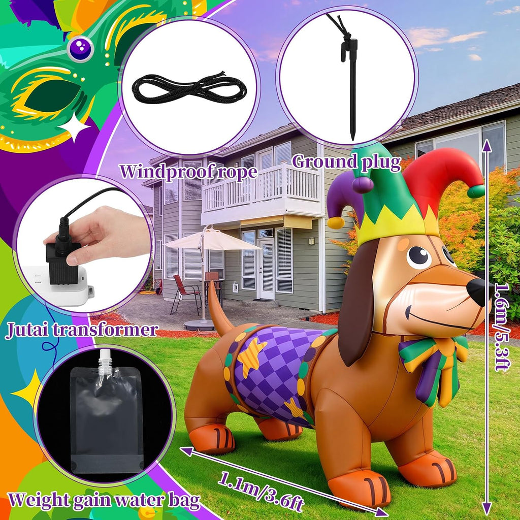 leyndo 5.3 ft mardi gras inflatable decorations led shown in use