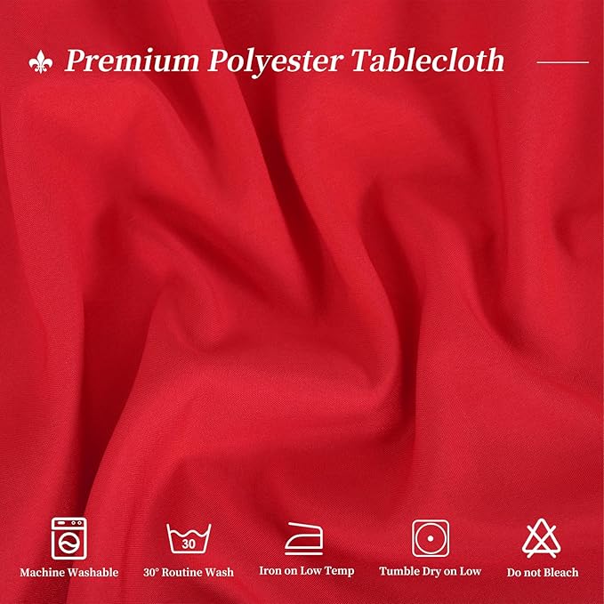 12 Pack Round Tablecloths 120 Inch, Red Polyester Table Cover for Round Table, Stain and Wrinkle Resistant Washable Fabric Tablecloth, Polyester Tablecloth for Wedding Banquet Parties