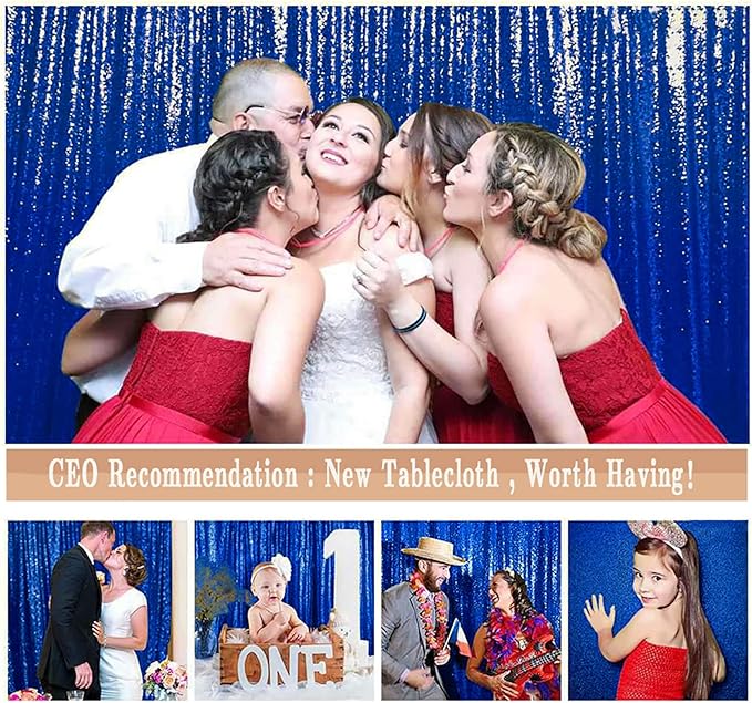 ShinyBeauty Royal Blue Sequin Photo Booth Backdrop 5x10FT | Glitter Birthday Wedding Party Background Curtain | Premium Fabric for Events Photography Decor