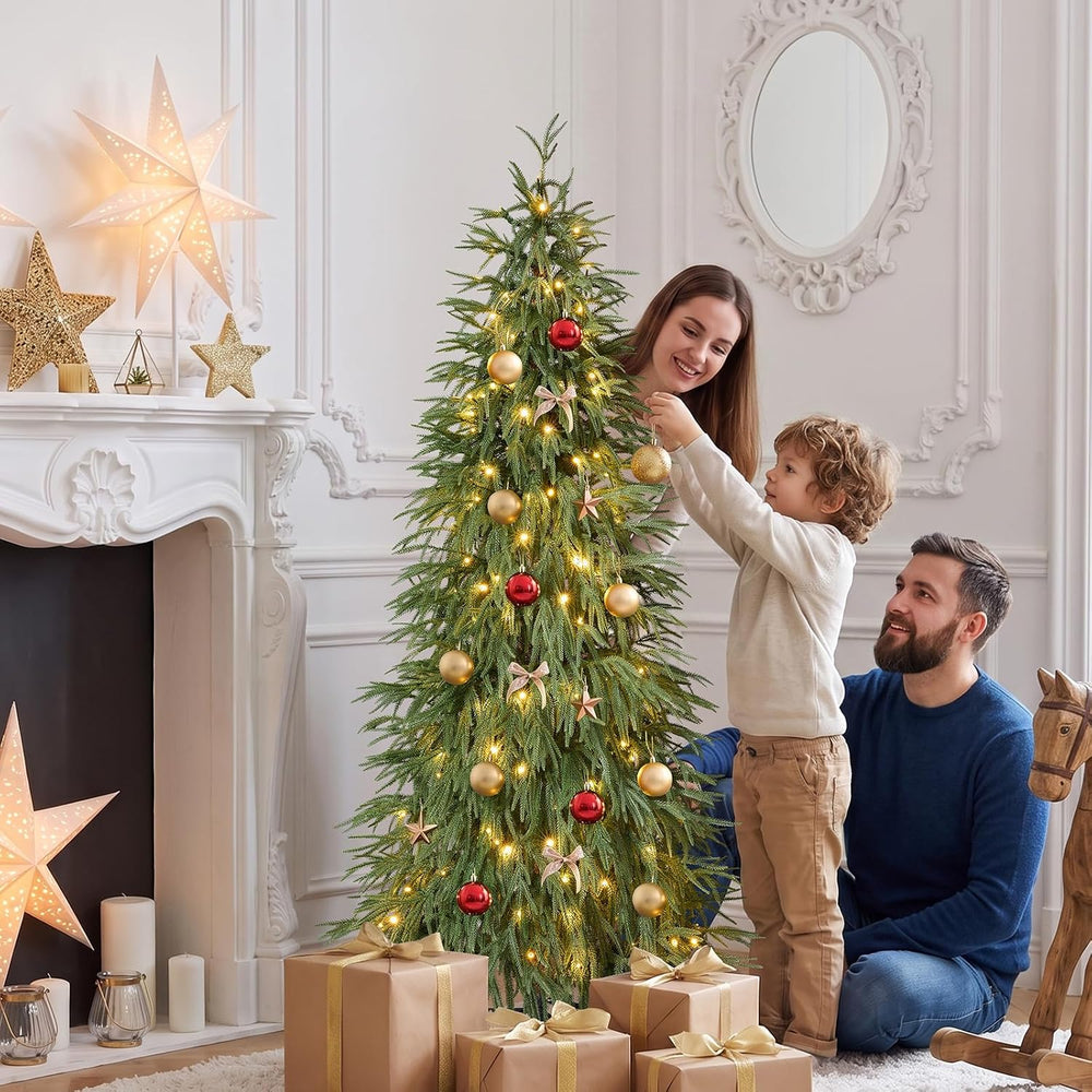 6FT Prelit Christmas Tree,Tall Xmas Tree with Lights