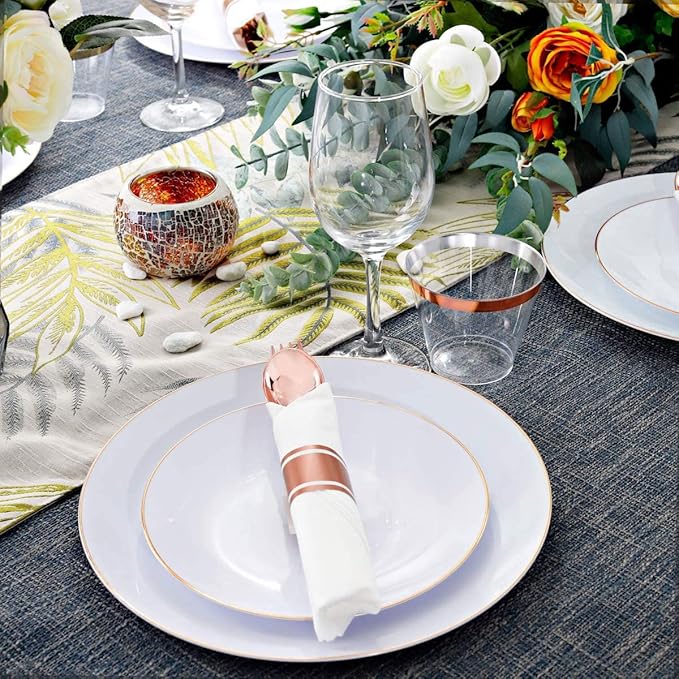Supernal Set of 60 Packs Rose Gold Silverware - Heavy Weight Cutlery with Linen Napkin Suit for Wedding, Party