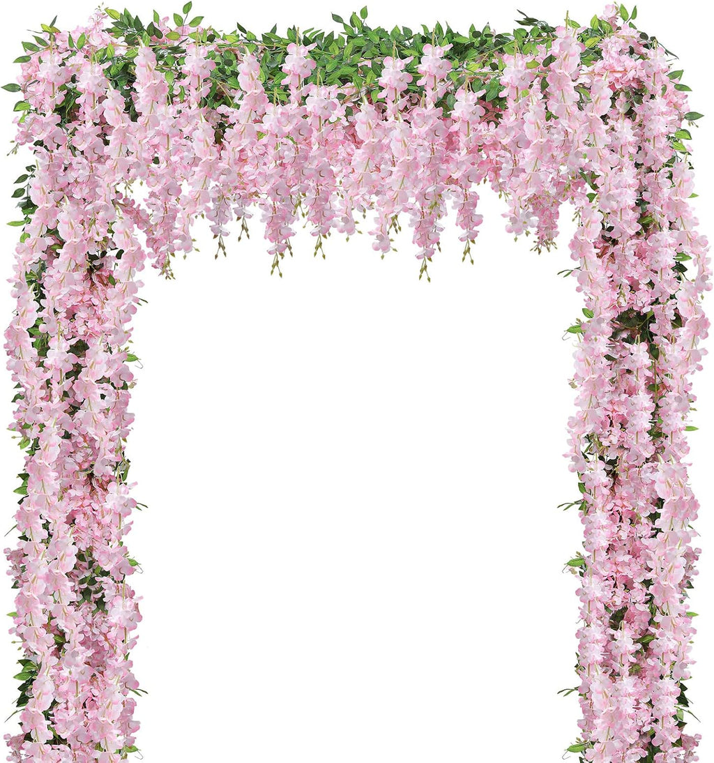 U'Artlines 10Pcs 7.2 Ft/Piece Artificial Wisteria Garland Pink