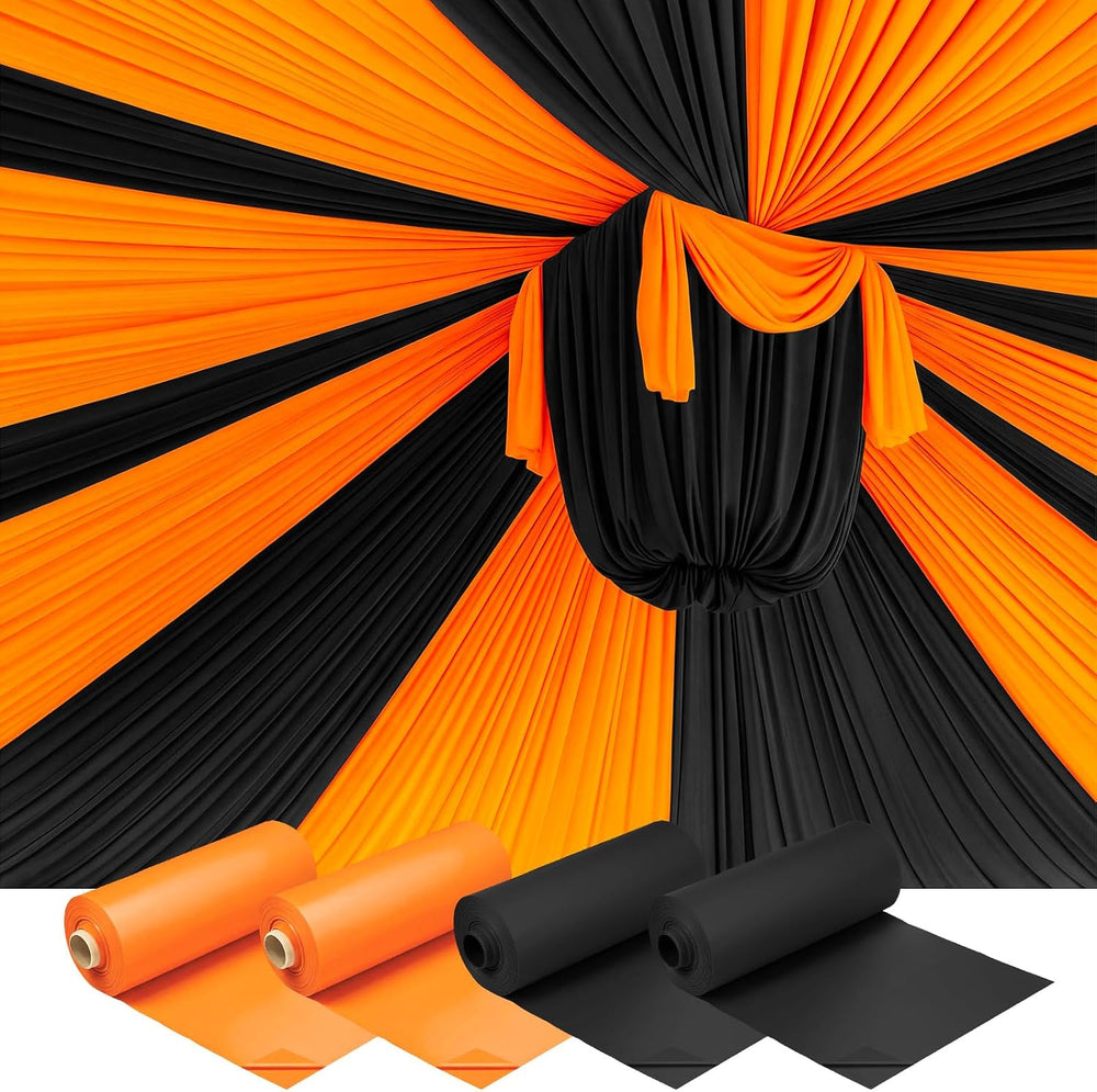 Moukeren 4 Roll Circus Carnival Table Cover Backdrop, Orange, Black