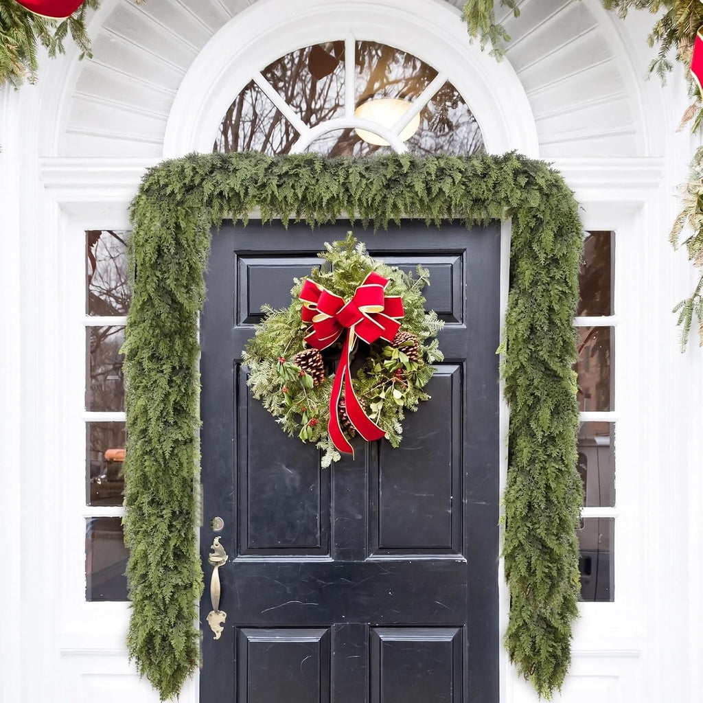 Tasruwat Deluxe 9 FT Artificial Christmas Cedar Garland 240 Larger Tips