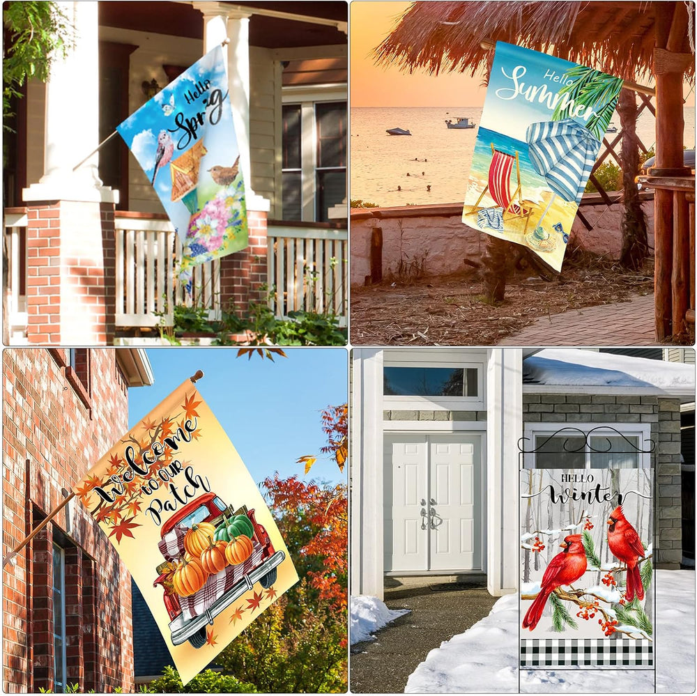 Mixweer 12 Pack 28 x 40 Inch Double Sided Seasonal Garden Flags for Outside
