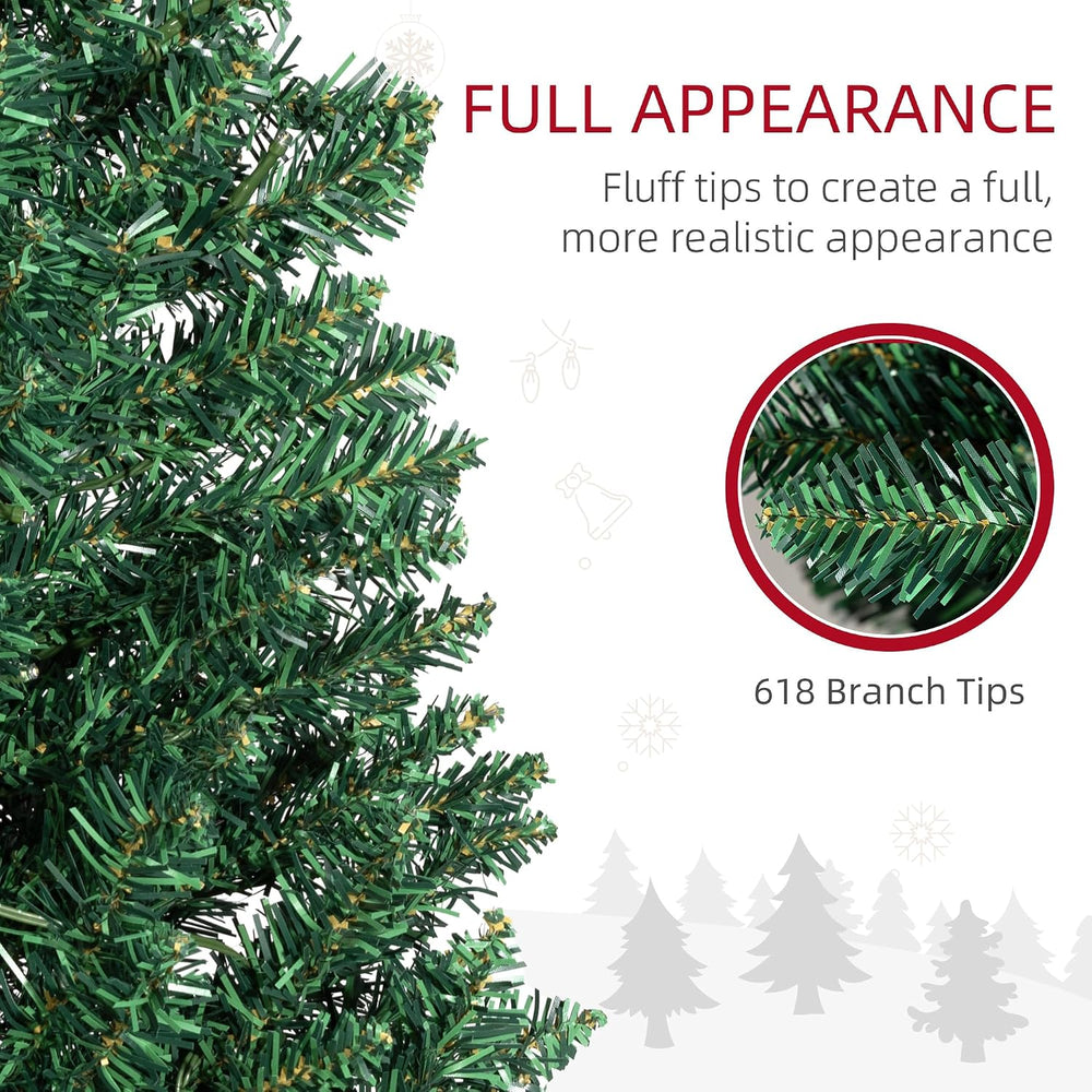 HOMCOM Noble Fir Artificial Pencil Christmas Tree Prelit 8' Green