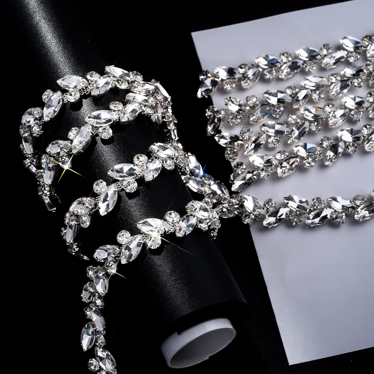 5 Yards Silver Base Crystal Rhinestones Trim Set
