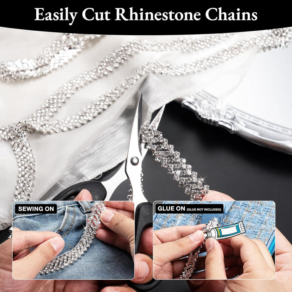 Novani Silver Rhinestones Trim Chain 5 Yards（T183,5Y）