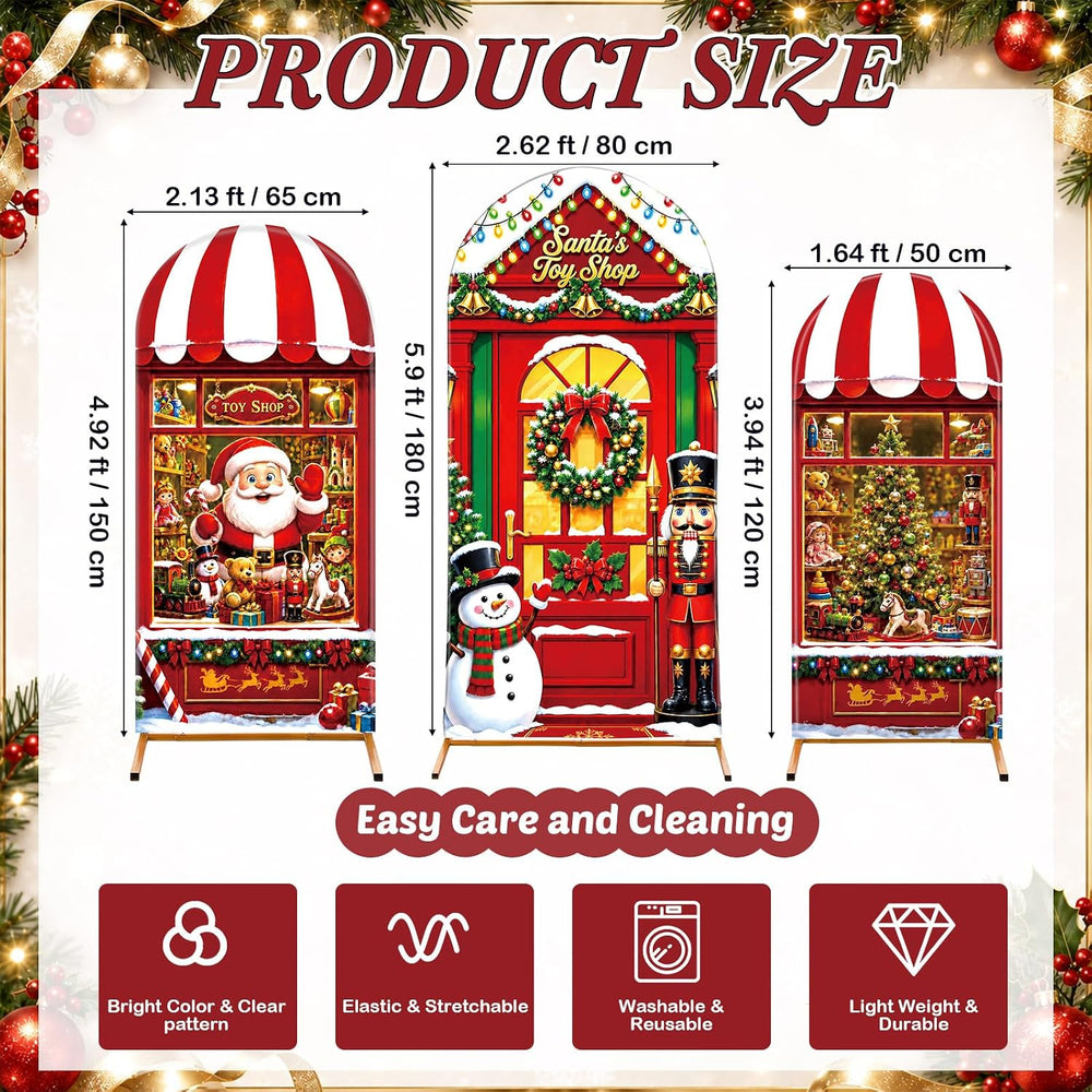 WovWeave Santa's Shop Arch Cover Backdrop Decorations Set of 3