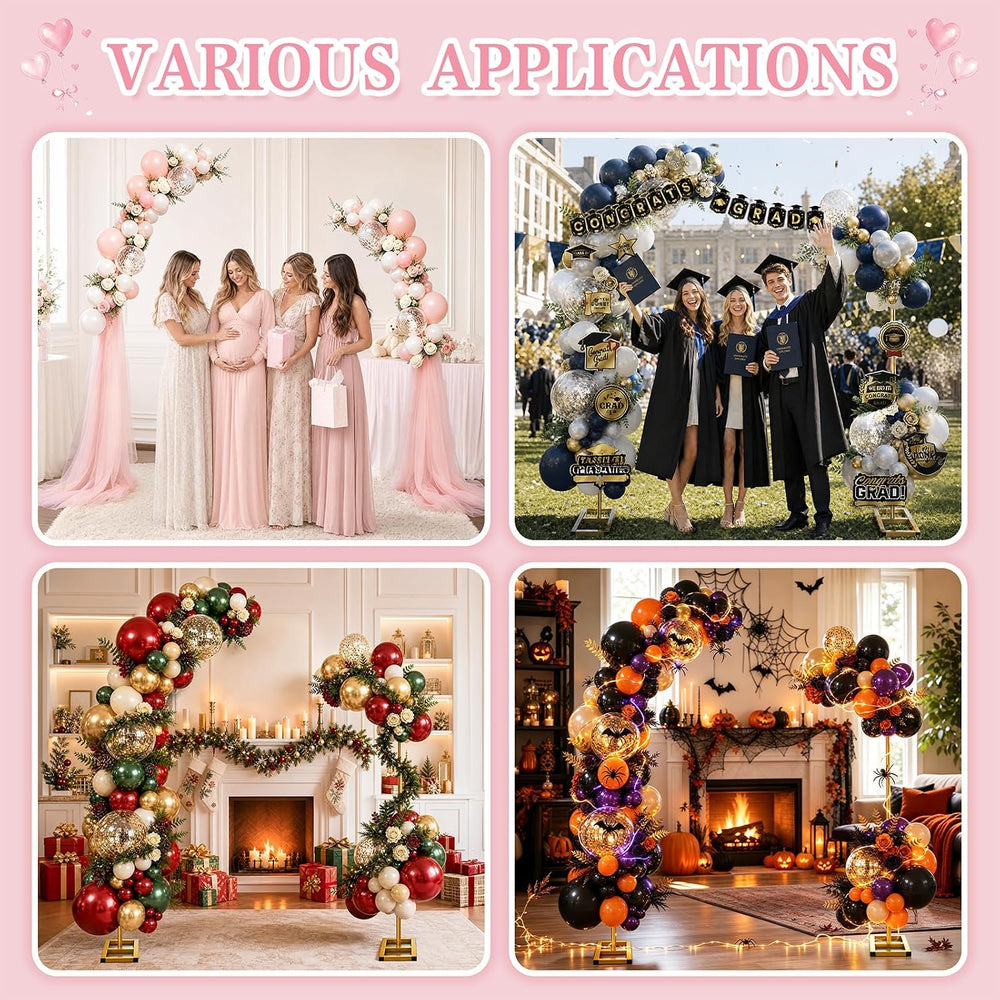 RELBRO Half Balloon Arch Backdrop Stand with Base, 7.2 x 5.9 Feet, Gold