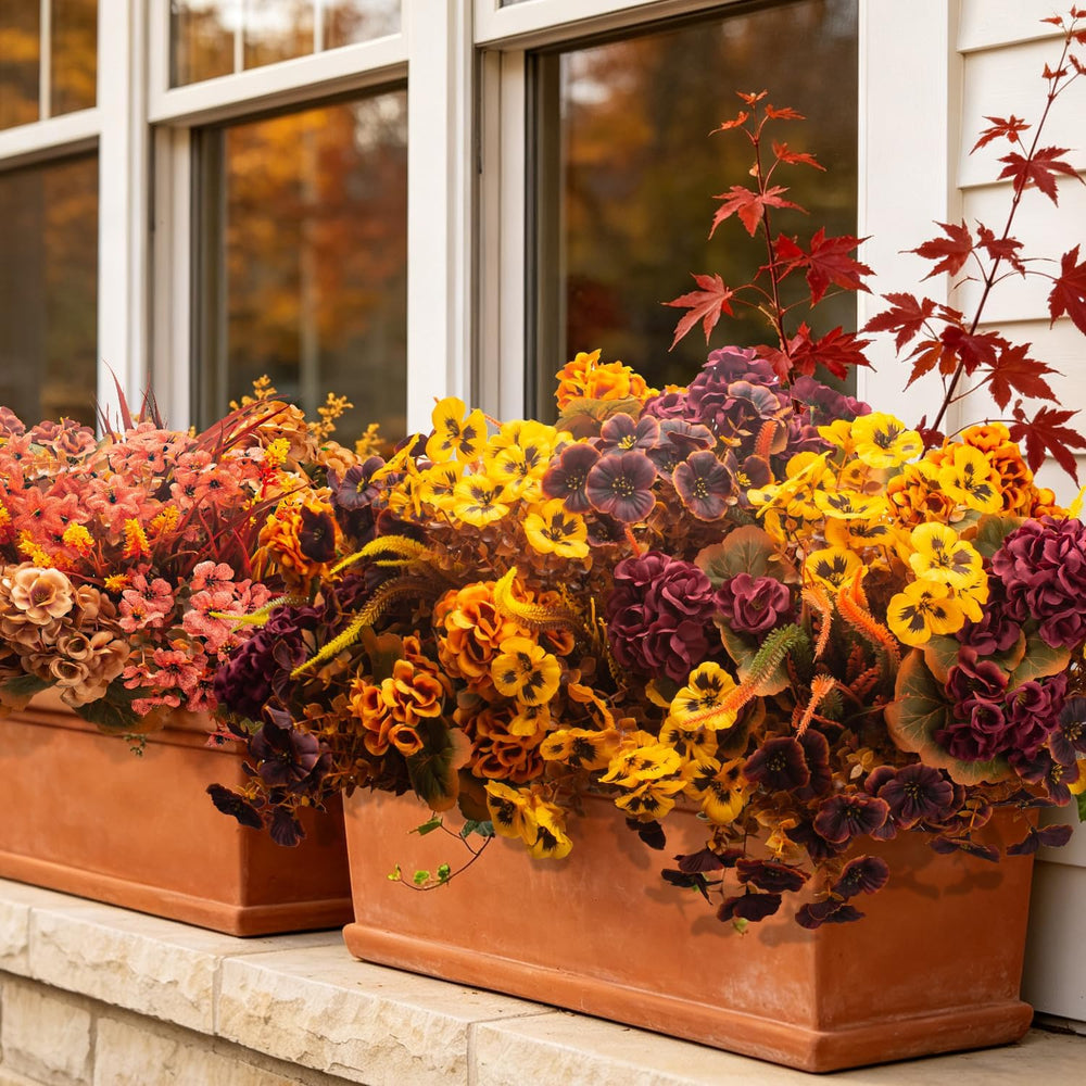 Grunyia 20Pcs Artificial Fall Flowers UV Resistant Outdoor Outside Decor