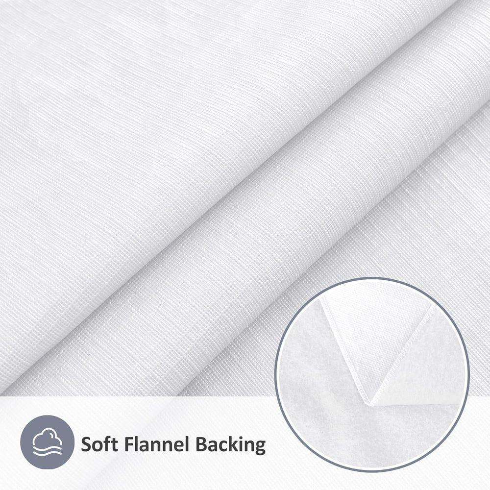 Vinyl Tablecloth with Flannel Backing-White Rectangle 8 Foot Table Cloth