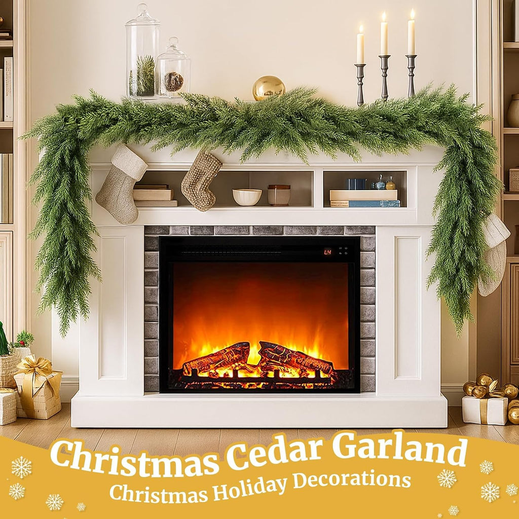 Upgraded 2X Thickened Lush Full Realistic Appearance 6FT Christmas Garland Non-Break Premium Quality Pine Garland for Mantle, Fireplace, Stairs, Indoor & Outdoor Christmas Decorations (1Pcs)