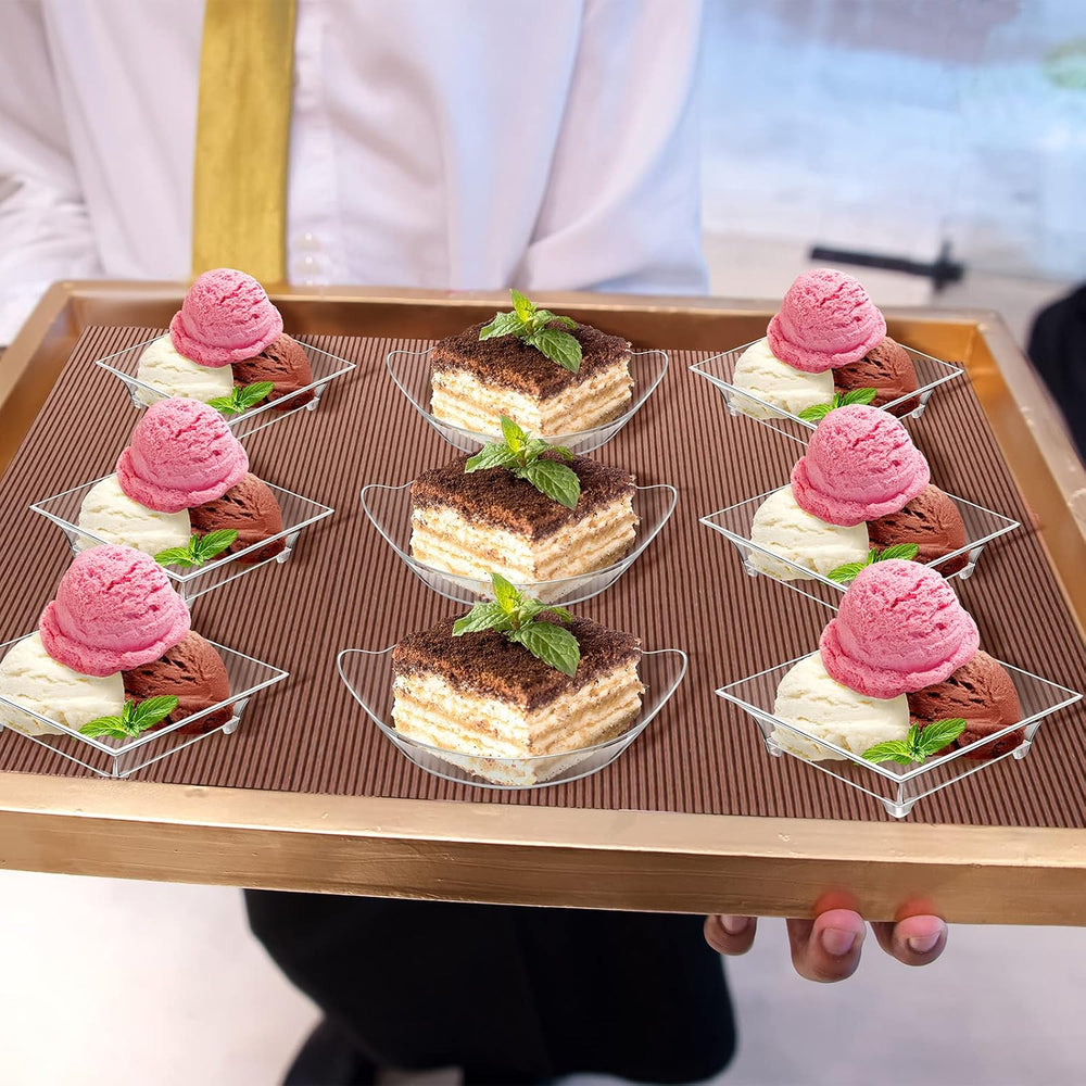 400 Pcs Mini Dessert Plates with Tasting Spoons Disposable Serving Trays 100 ...