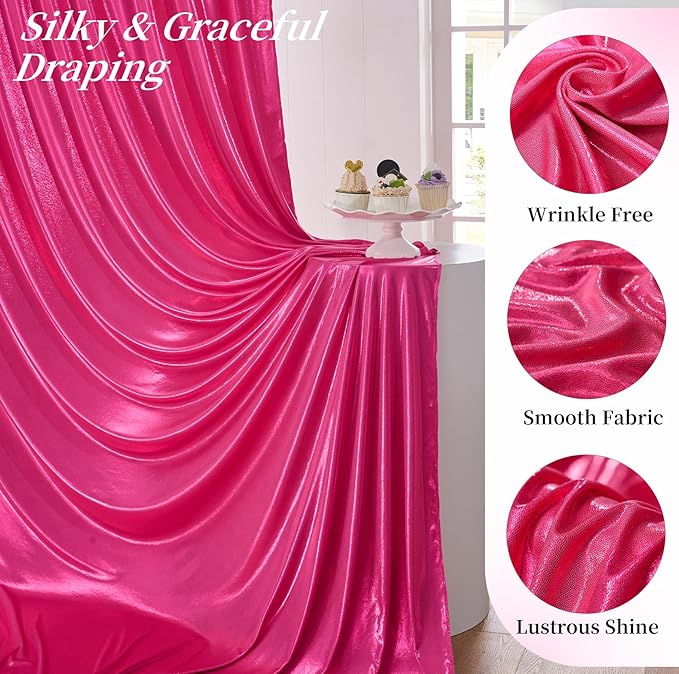 10ftx10ft Hot Pink Sequin Backdrop Curtain for Parties, Wrinkle Free Thick Glitter Sparkle Photo Backdrop Drapes 2 Panels 5x10FT Shimmer Back Drop Cloth for Wedding Birthday Photography Background