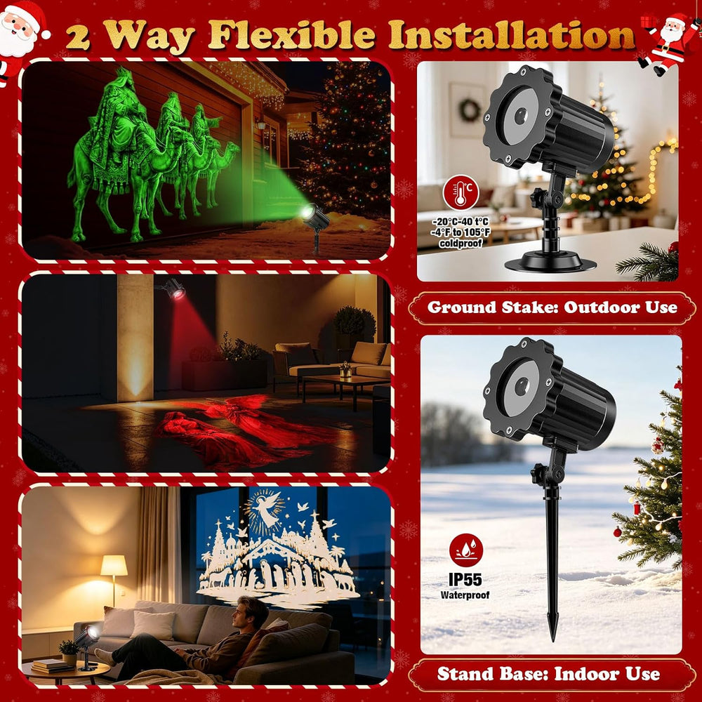 12-in-1 3D Nativity Christmas Projector Lights Outdoor Decor