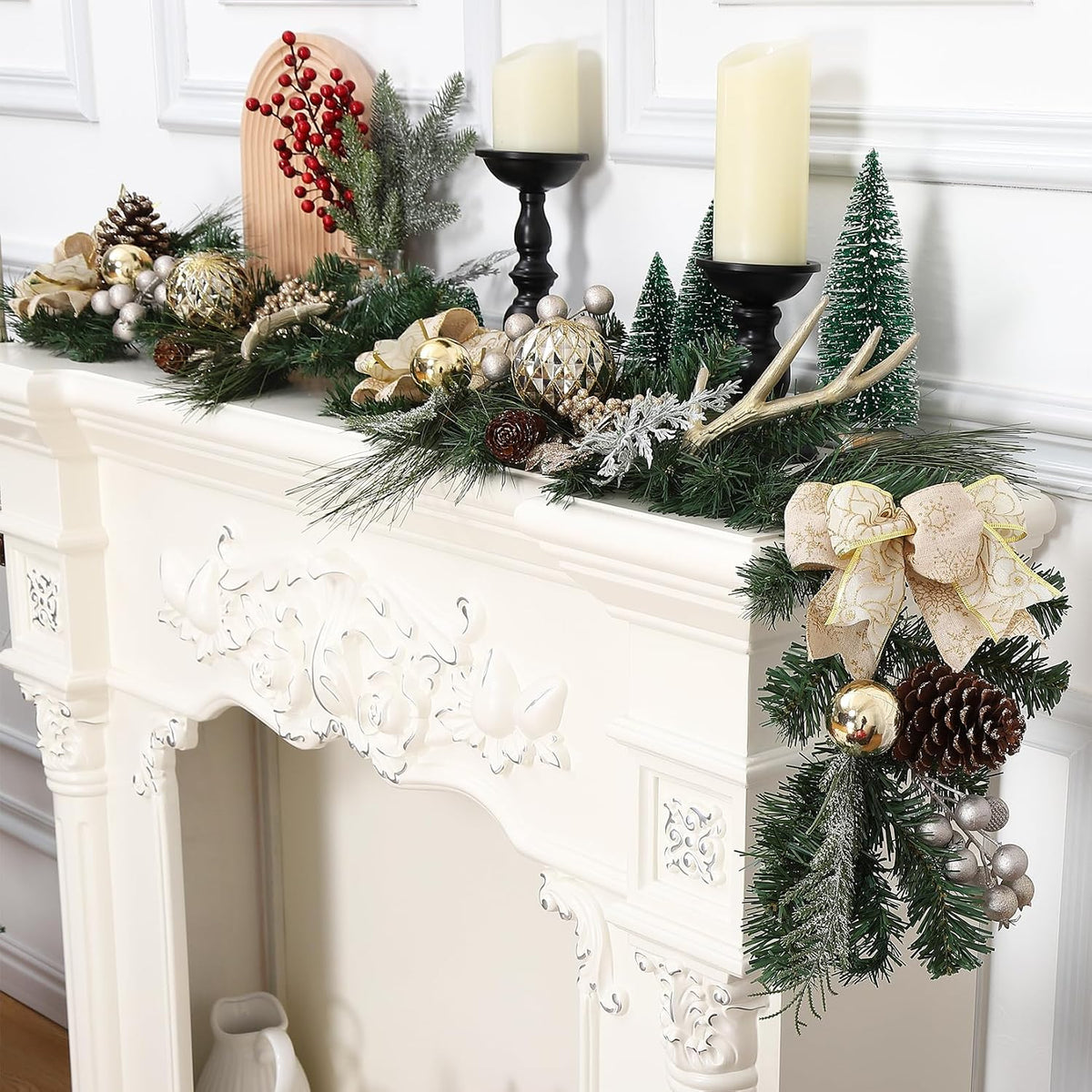 garvee 6 feet christmas garland with lights for shown in use