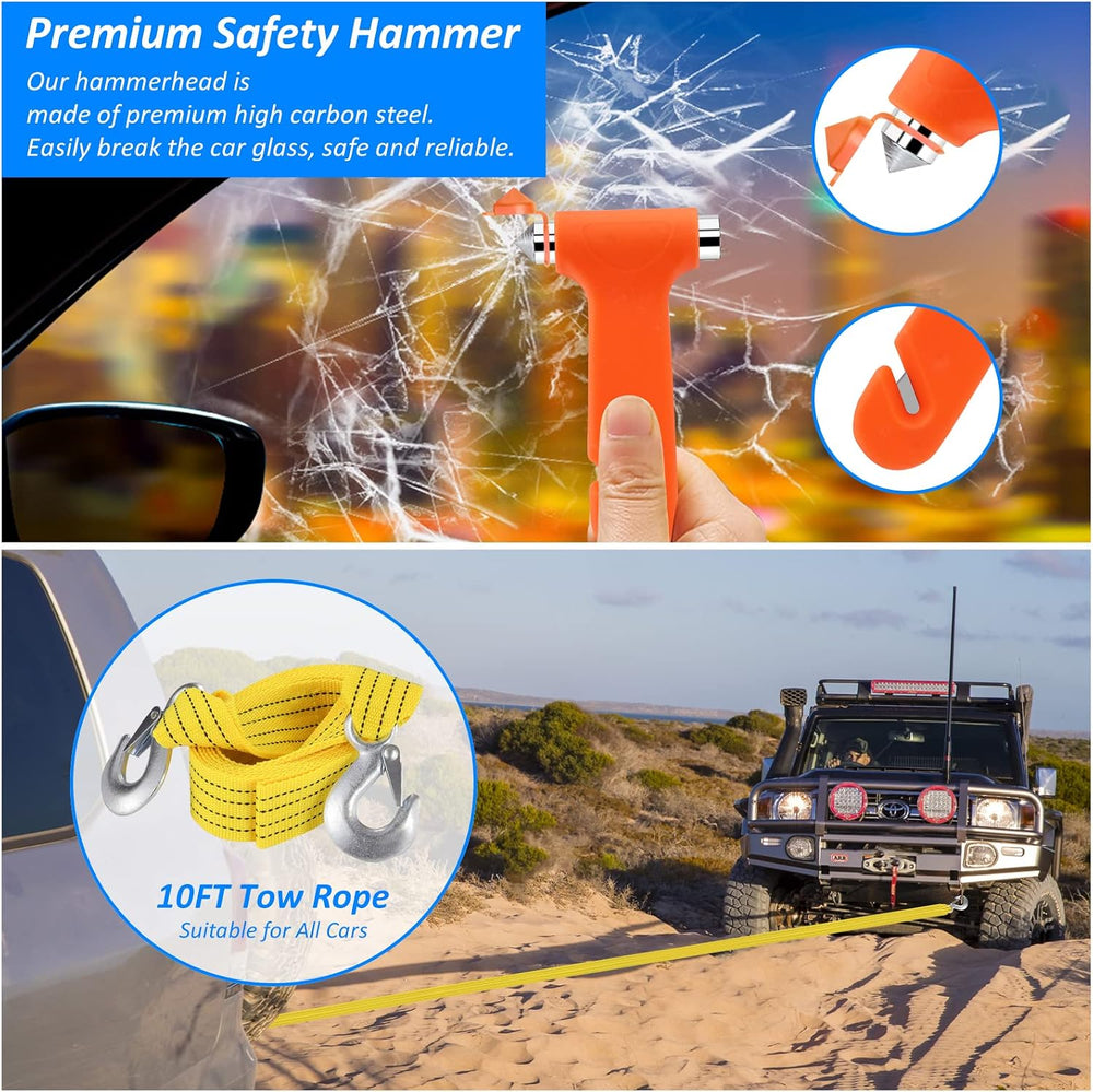 Car Emergency Kit with 2000A Car Battery Jump Starter- Car Roadside Emergency...