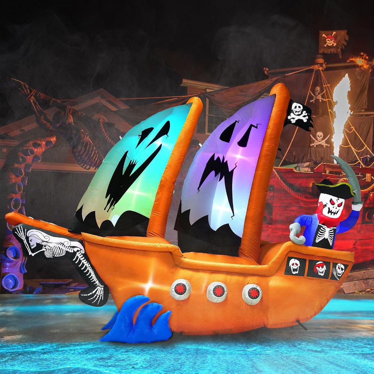 10ft length halloween pirate ship inflatable with pirate, package contents