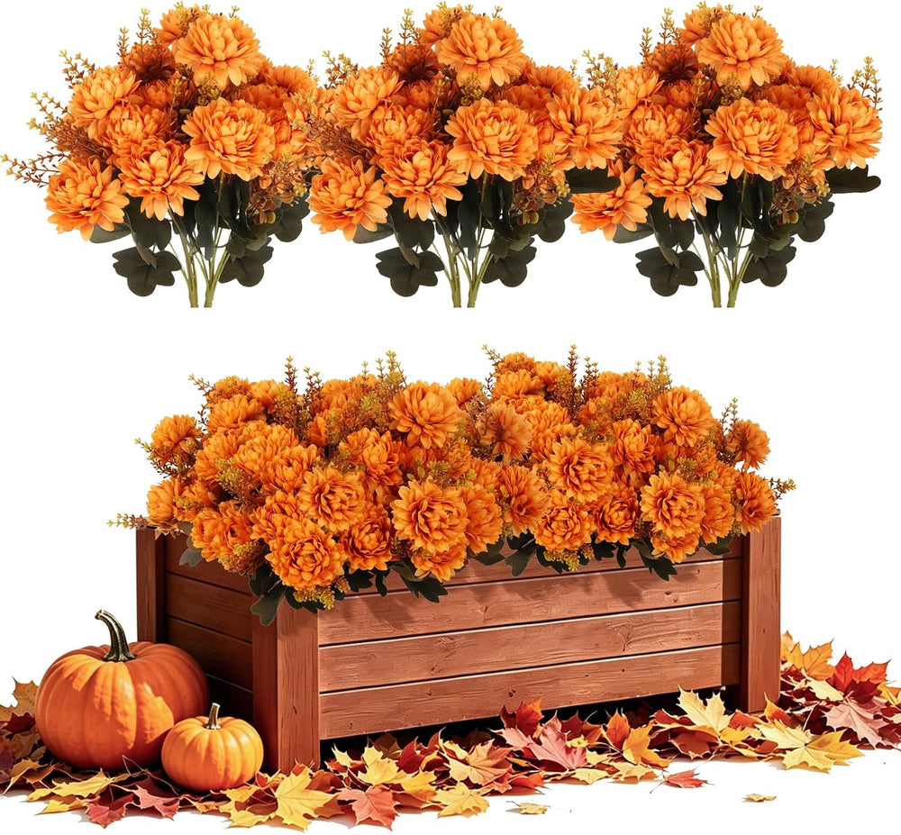 RECUTMS Artificial Mums for Outdoors Fall Flowers Artificial for Decoration