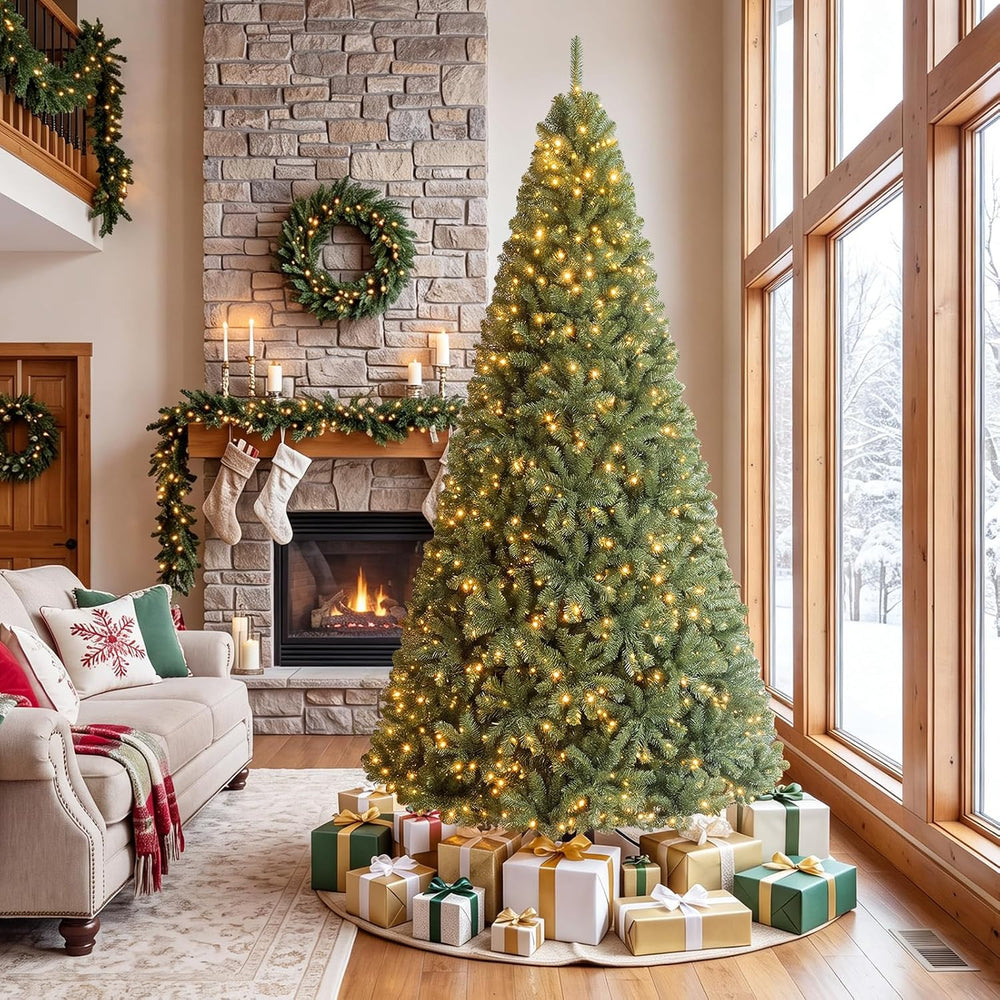 COSTWAY 8FT Pre-lit Artificial Christmas Tree w/750 LED Lights, Easy Setup