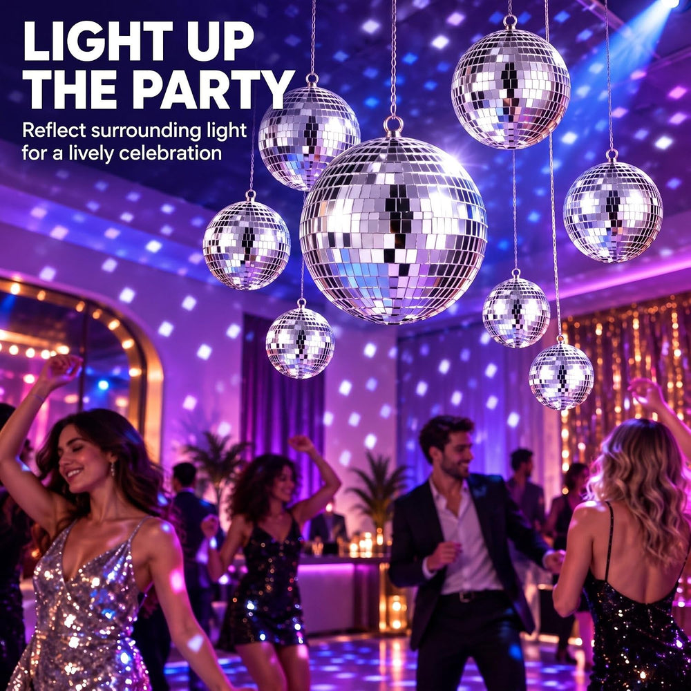 Libima 12 Pcs Silver Disco Ball Set, Multi Size, 8'', 6'', 4&...