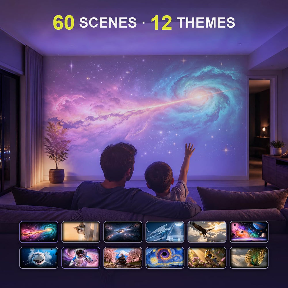 Gray Galaxy Projector for Bedroom, 60 Scenes, 12 Themes