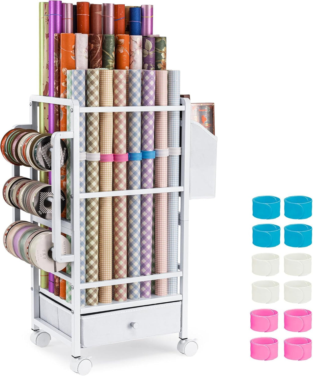 Aquzee Wrapping Paper Storage, Wrapping Paper Cart with Drawer