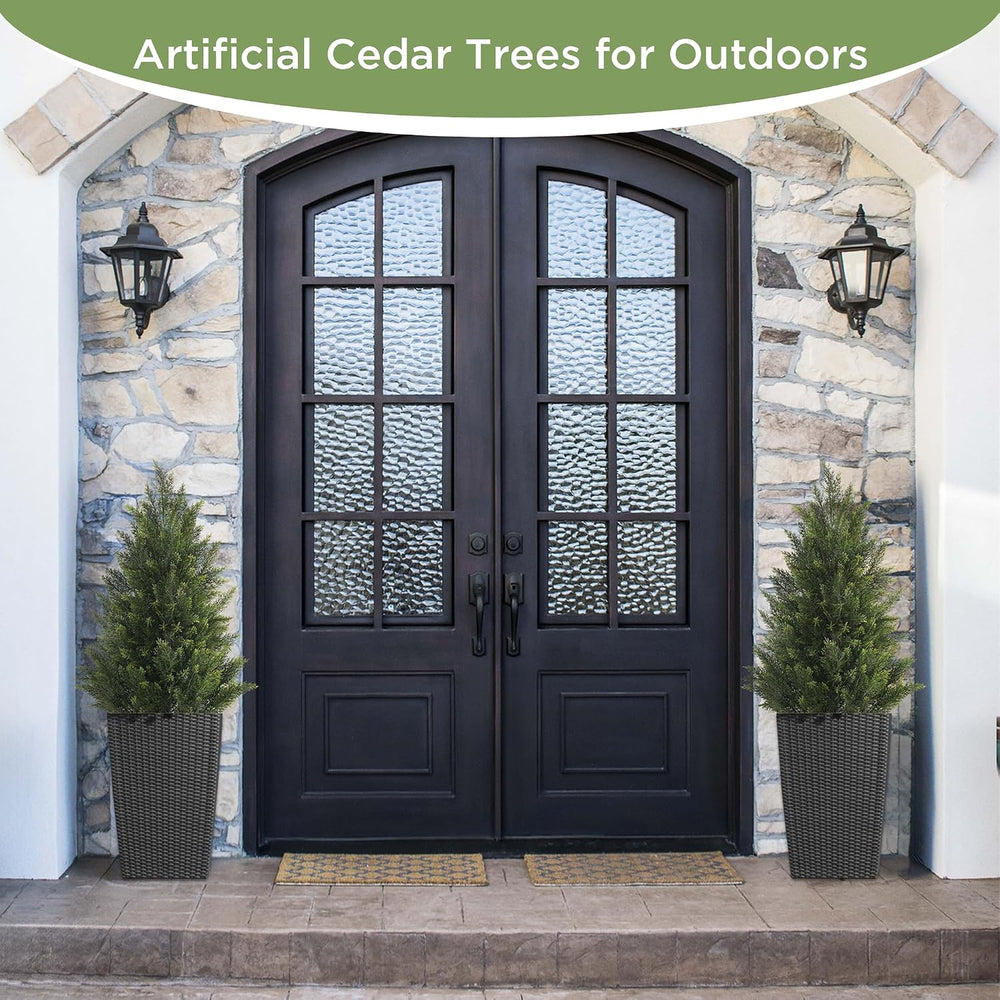 Vitalismo 3FT UV-Resistant Artificial Cedar Trees for Front Porch Set of 2