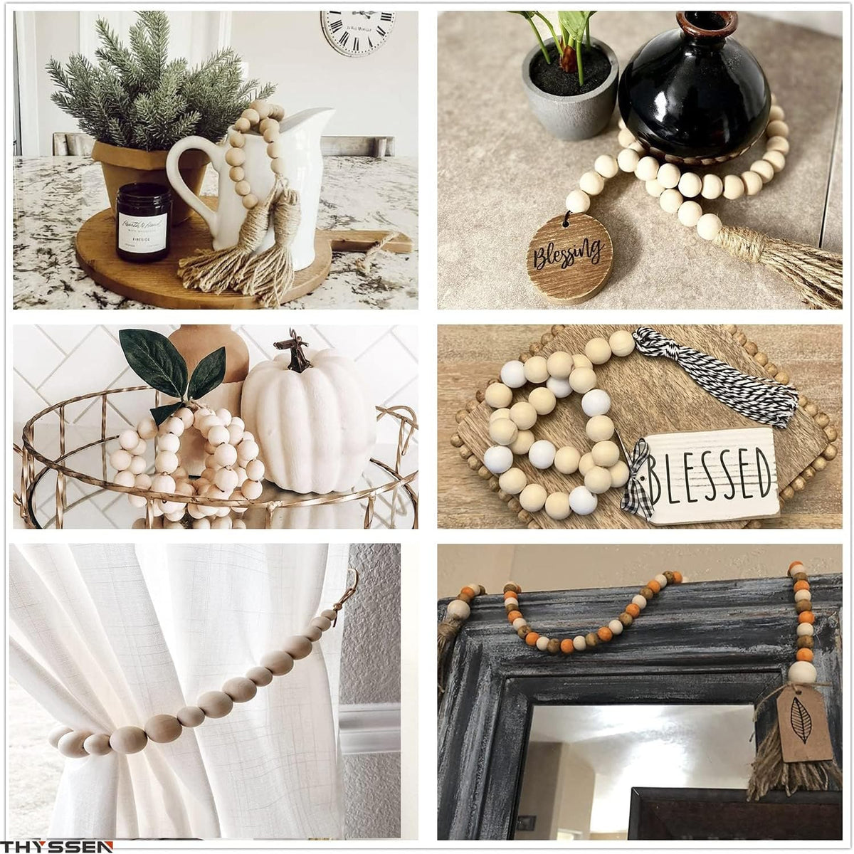 thyssen 1000pcs 20mm beige wooden round beads for, package contents