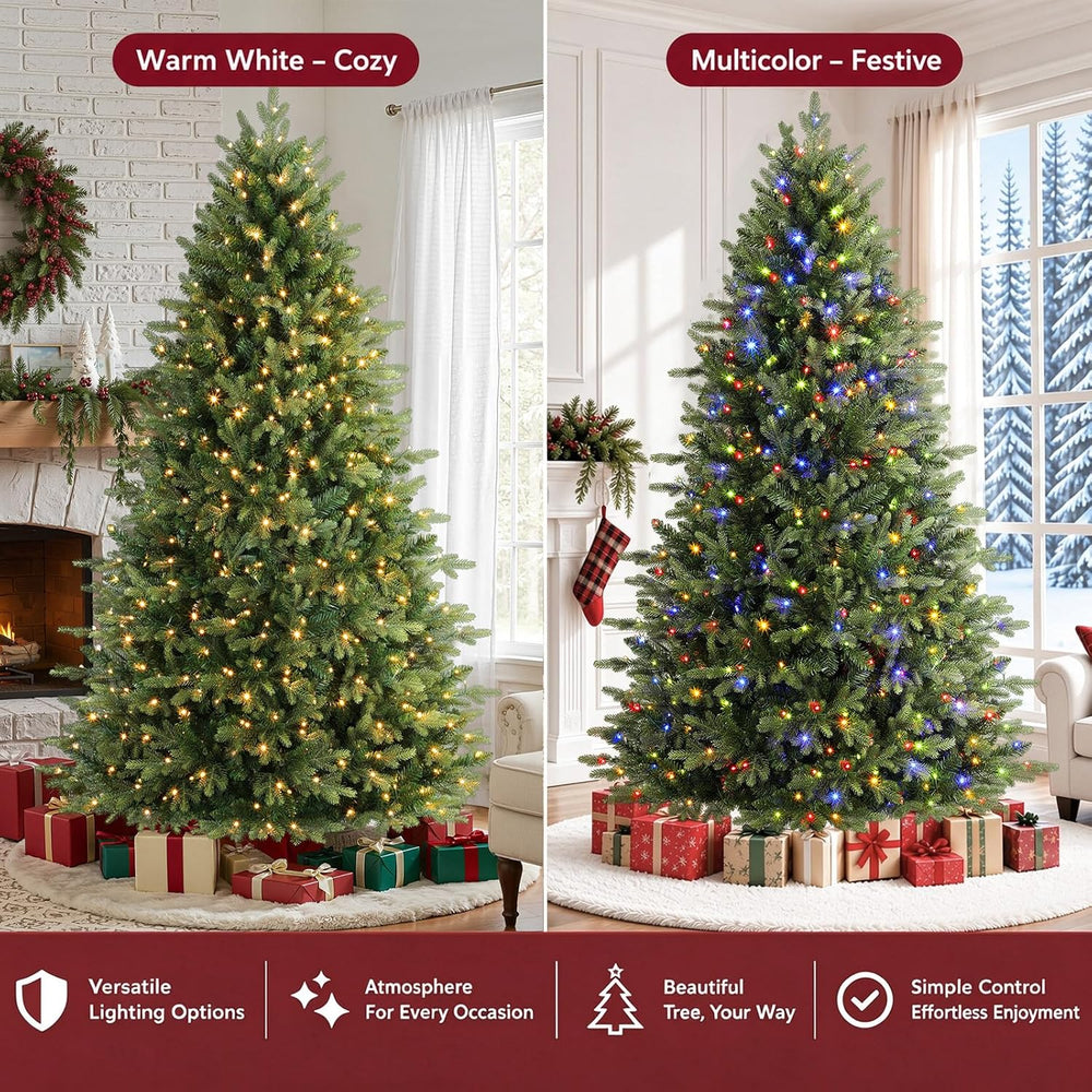 Alupssuc 7.5ft Prelit Artificial Hinged Christmas Tree with Color Lights