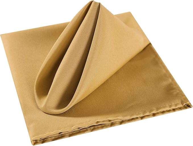 Cloth Napkins 20x20 inch Washable Polyester Dinner Napkins Soft Table Napkins for Wedding Party Dining Banquet(Gold,50PCS)
