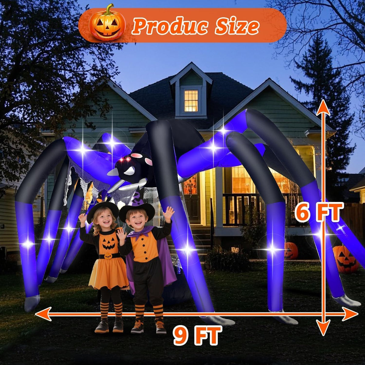 9ft giant outdoor halloween inflatables decorations spider blow shown in use