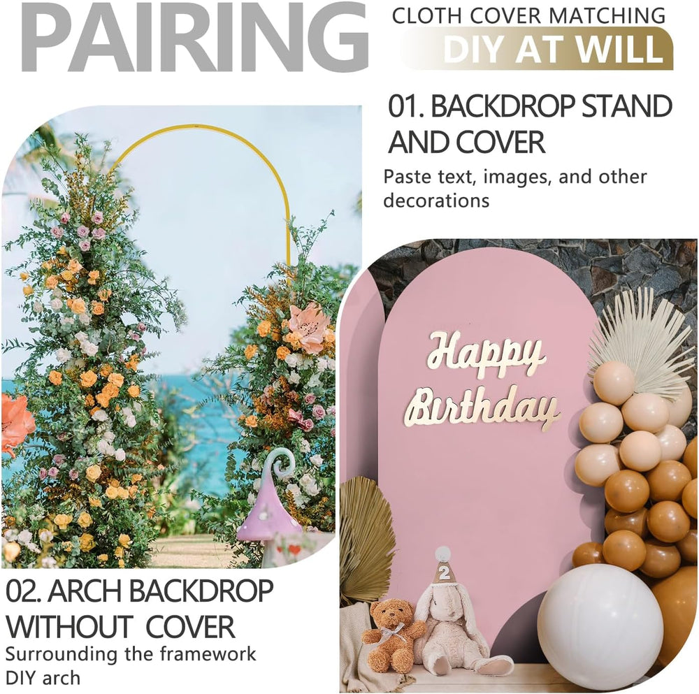 Arch Backdrop Stand and Cover Set, Metal Balloon Arch Backdrop 7.2ft, Gold Ar...