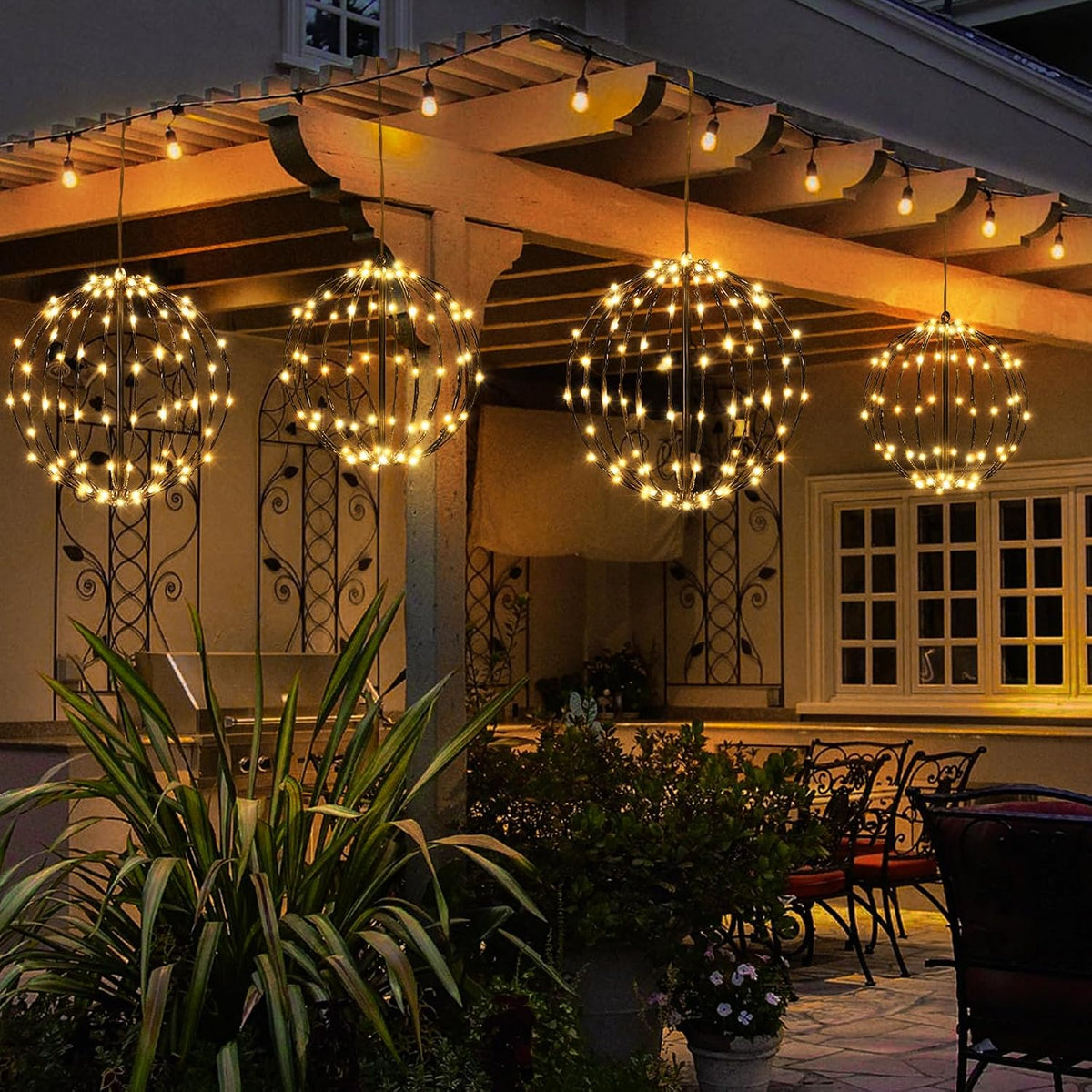 christmas decorations,led light balls outdoor,2 pack,warm white, package contents